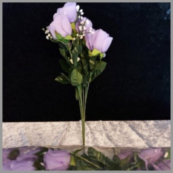 2 Dozen Pack Violet Artificial Roses / Baby's Breath - Picture 2 of 10